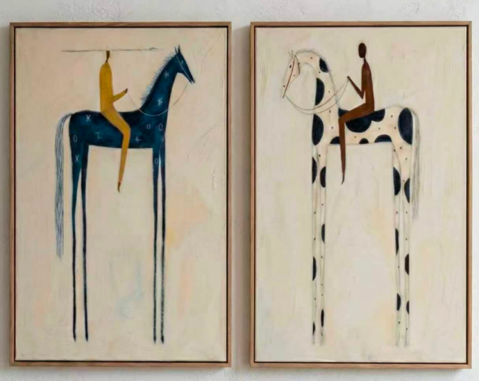 Twin Nocturnes Horse Rider Oil Painting Set