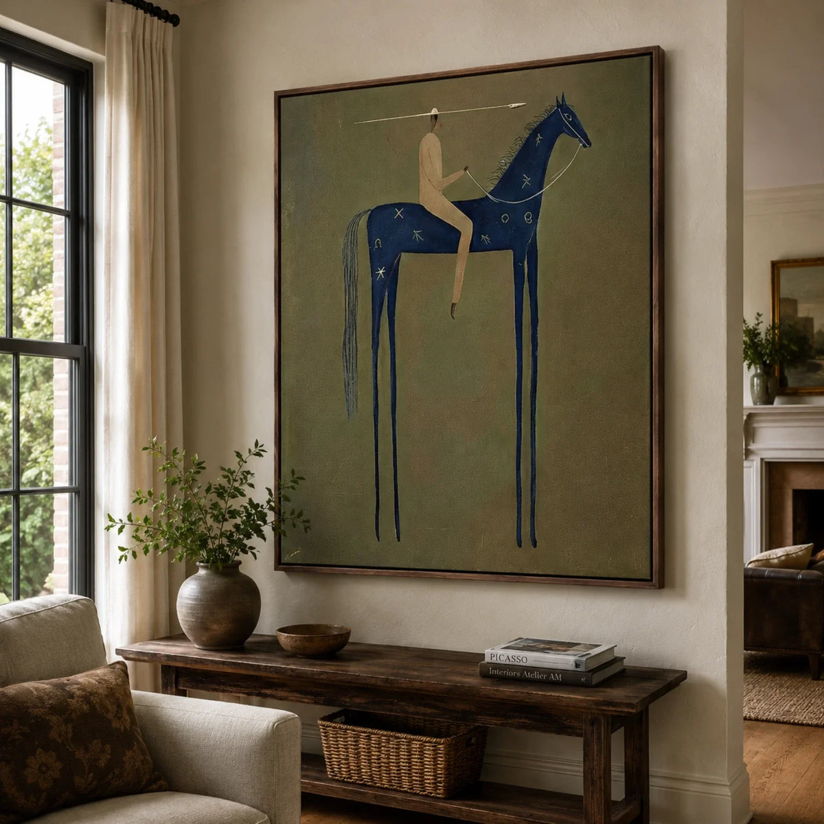 Emerald Stillness Horse and Rider Oil Painting