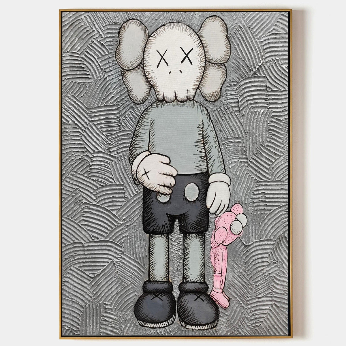 Kaws Companion with Pink Doll Pop Art Painting - Neutralighting