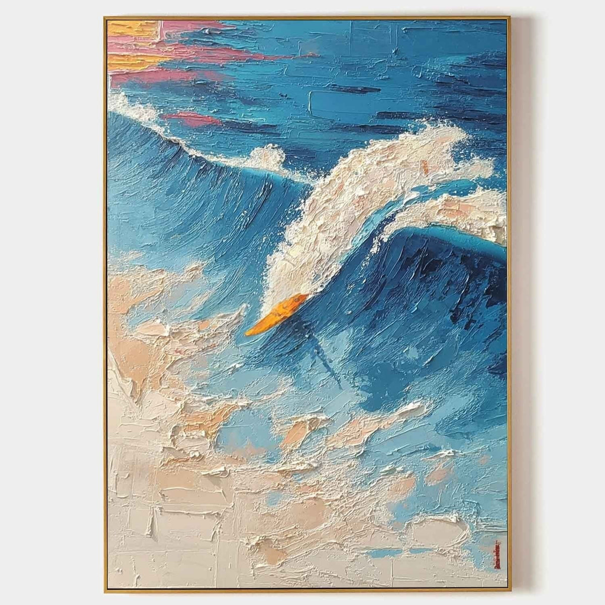 Wall Art Vertical Impressionist Surfing Scene Bold