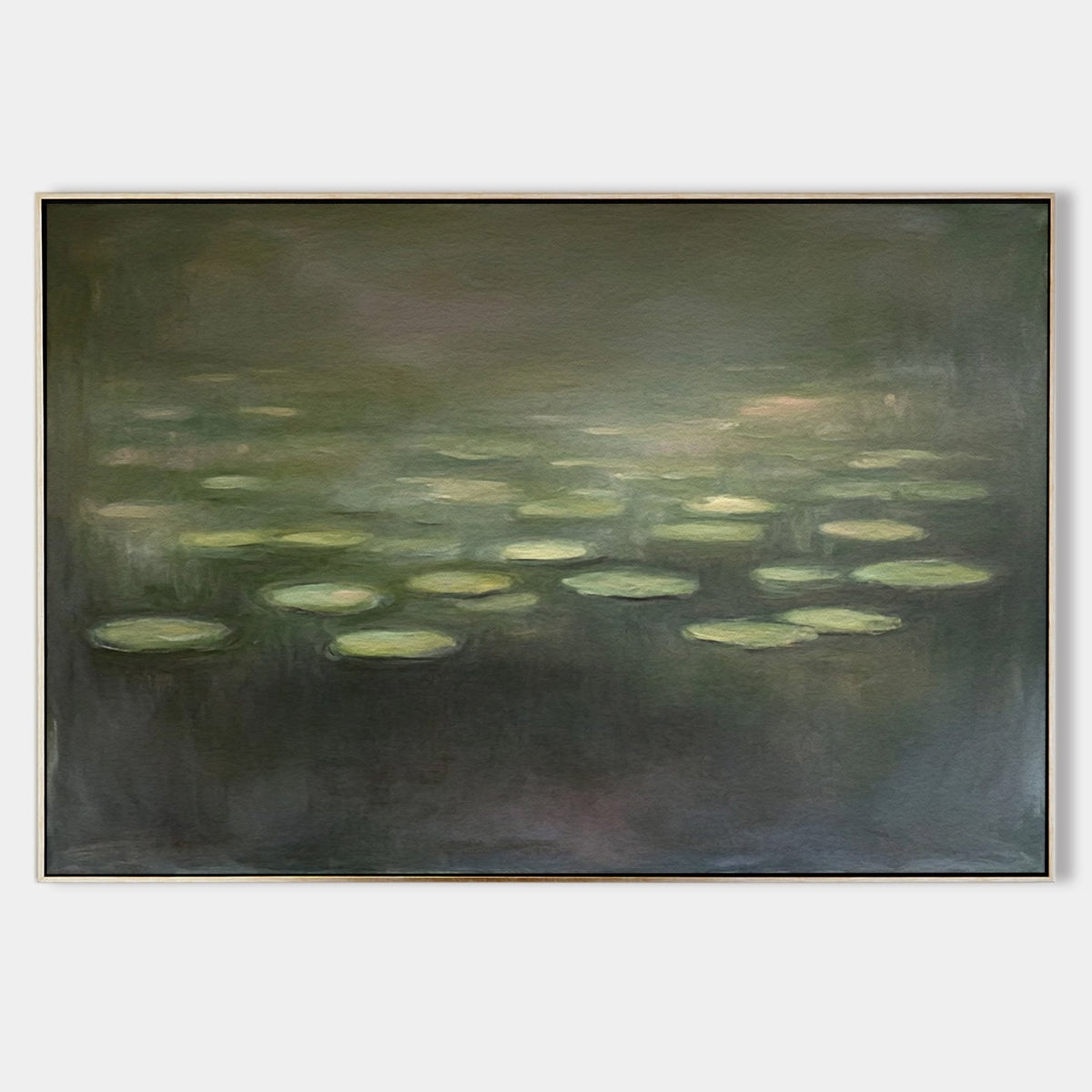 Wall Art Green Water Lilies Abstract Oil Texture Bedroom