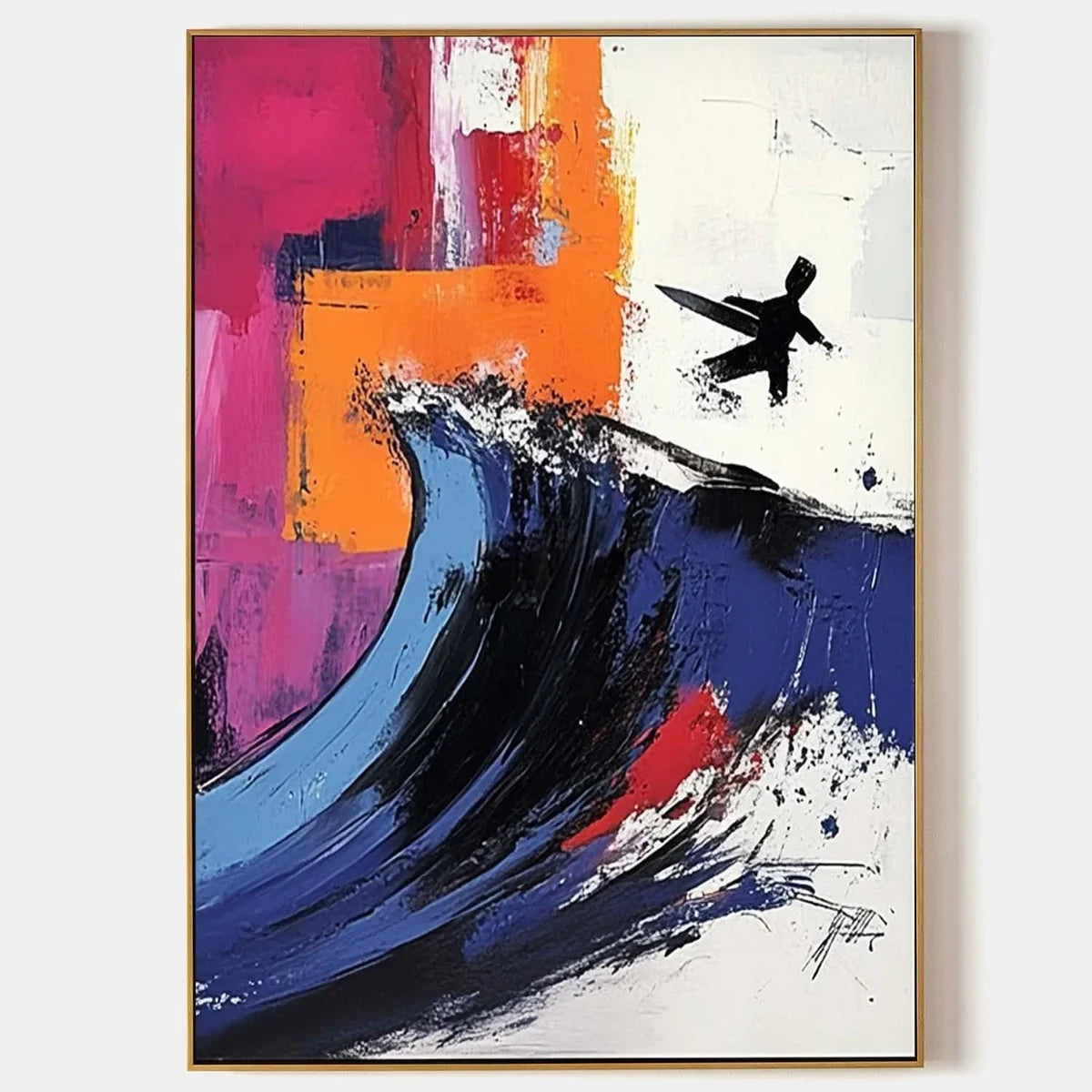 Wall Art Energetic Textured Surfer Wave