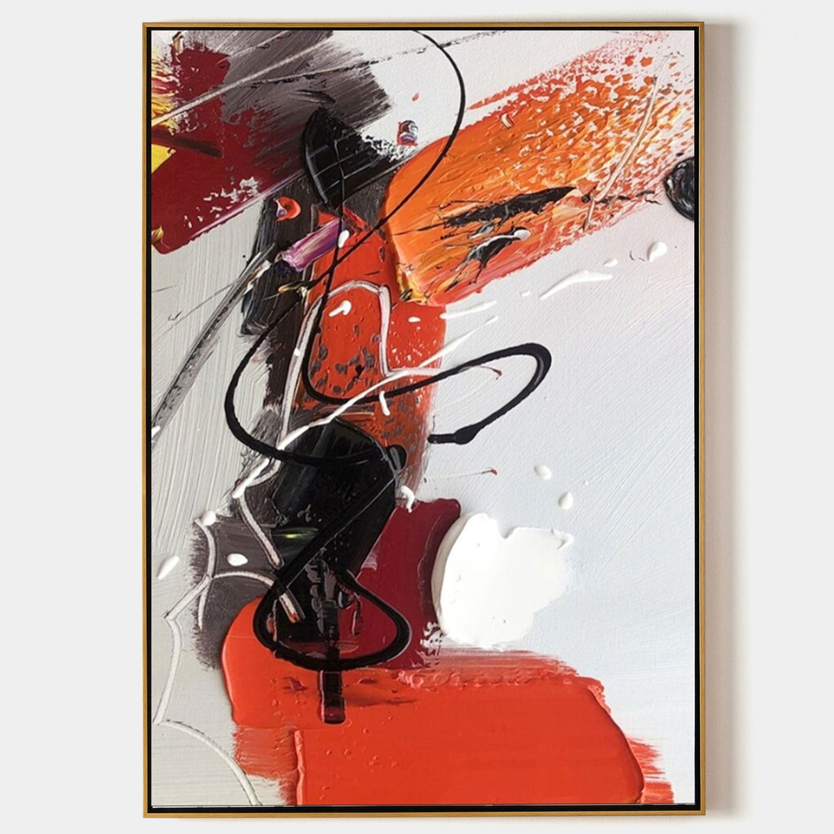 Colorful Vibrant Abstract Painting Red Orange