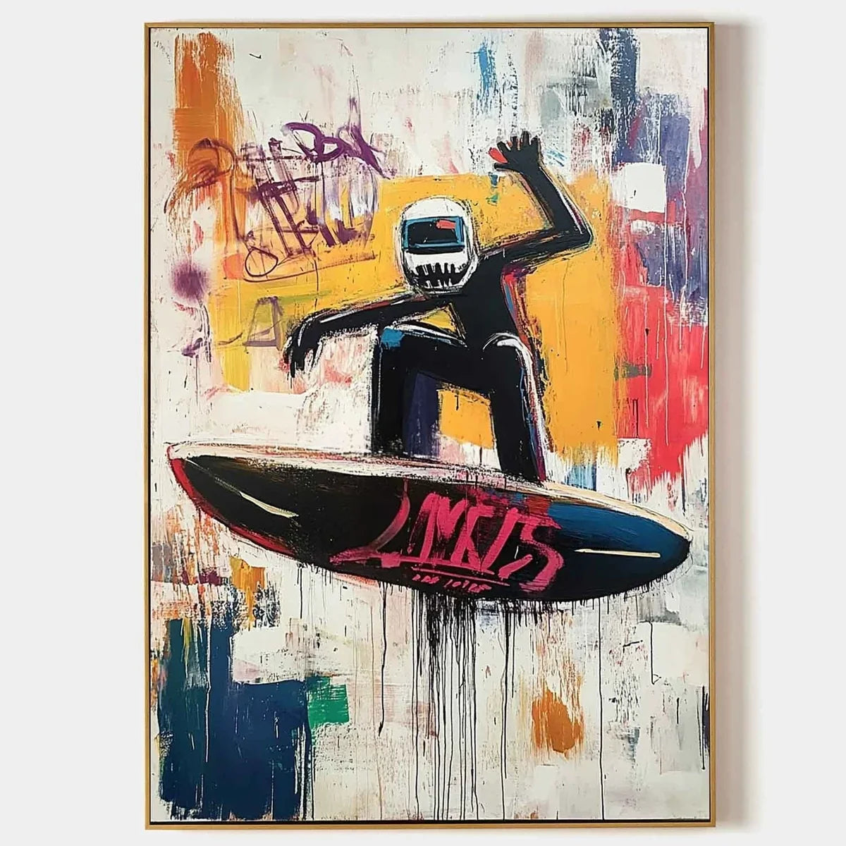 Wall Art Futuristic Textured Helmeted Surfer