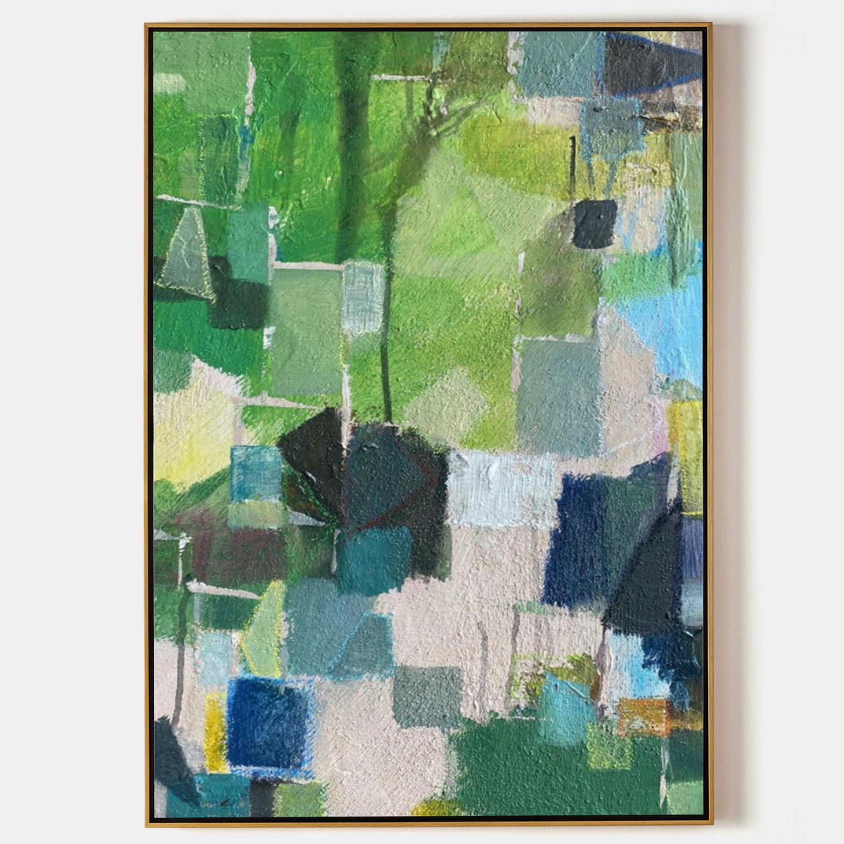 Abstract Geometric Green & Blue Painting