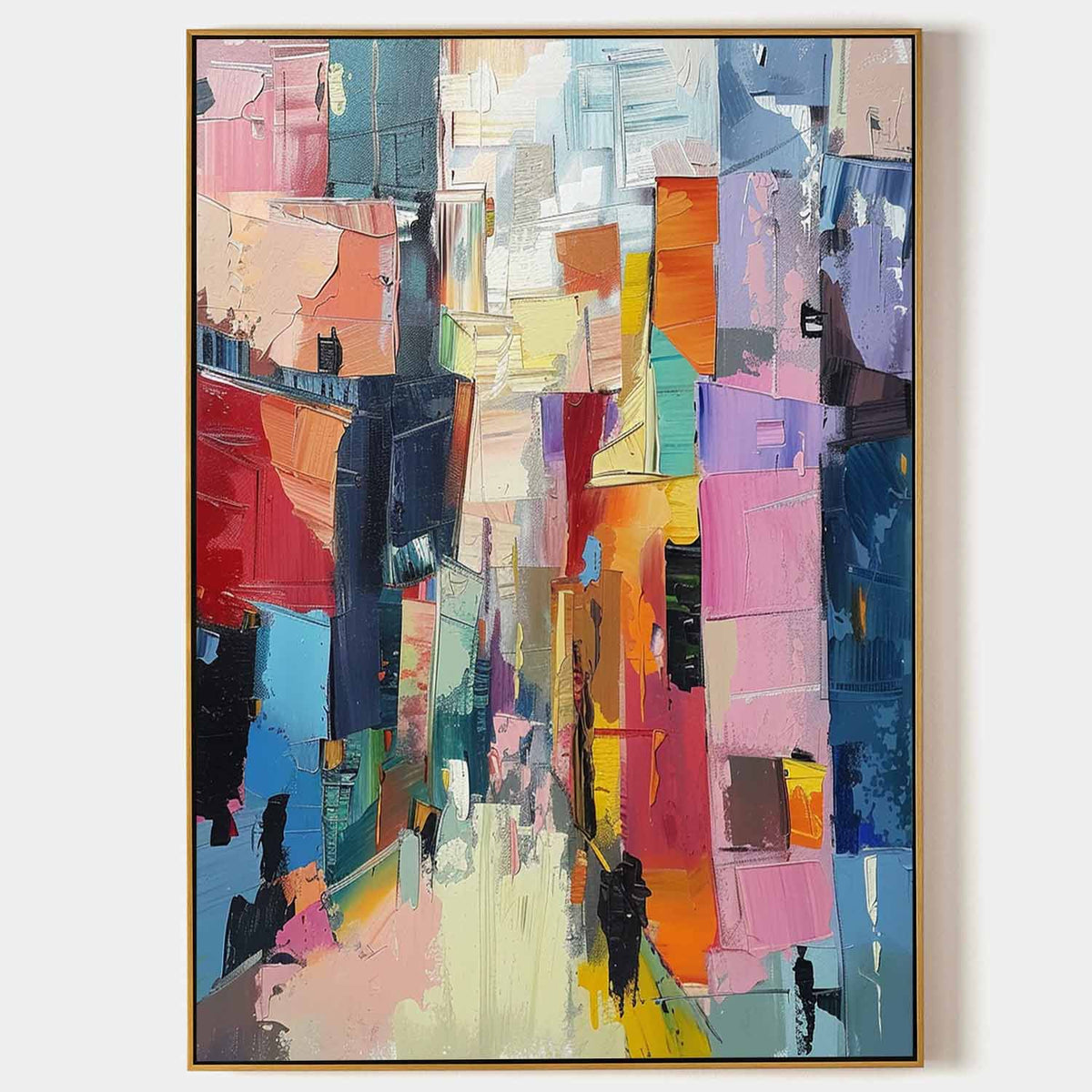 Vibrant Cubist Color Block Impasto Painting