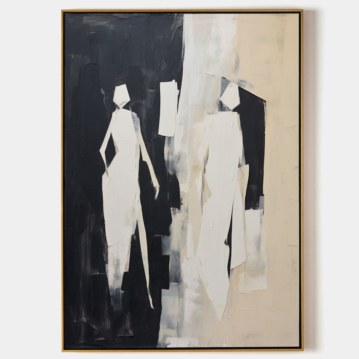 Walking Figures Oil Painting Black Wall Art
