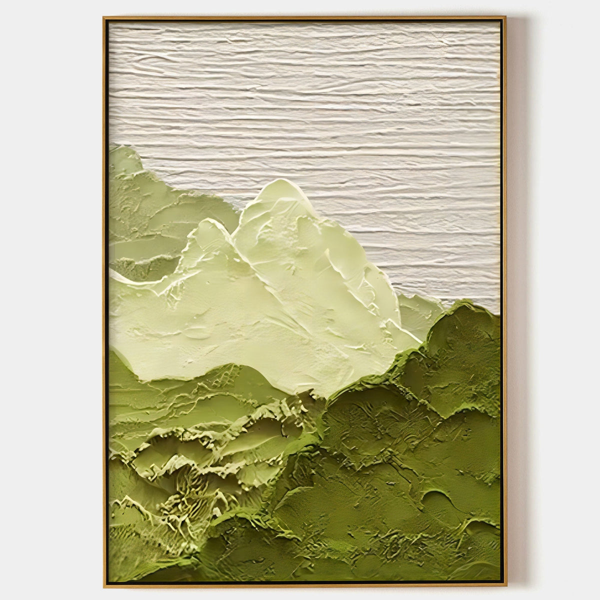Soft Green Textured Mountain Landscape Wall Art