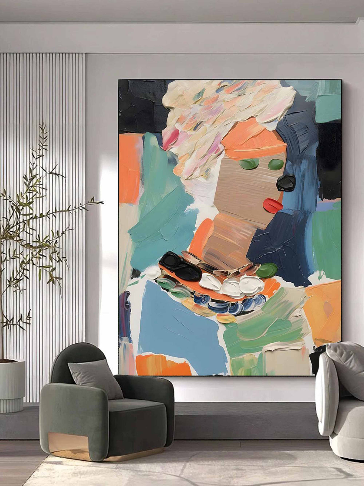 Wall Art Colorful Abstract Portrait Personality Linen