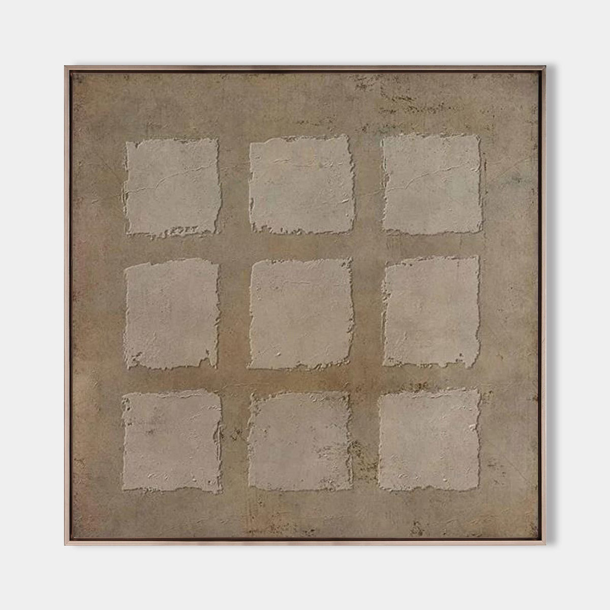 Wall Art Neutral Geometric Squares Textured Minimalist Wabi-Sabi Texture Living Room