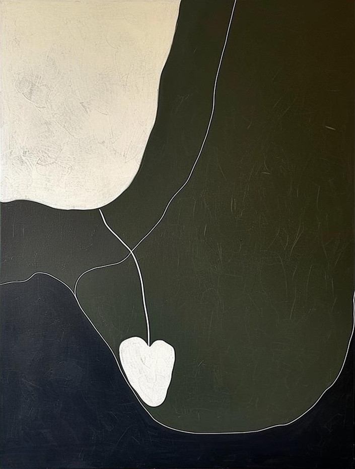 Tactile Three-Piece Oil Painting Dark Green Heart