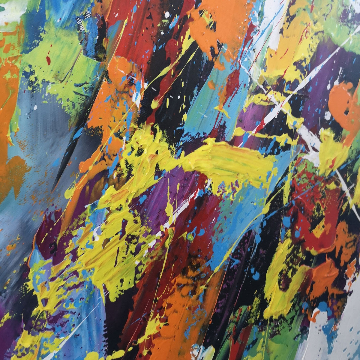 Vibrant Blue Yellow Oil Painting