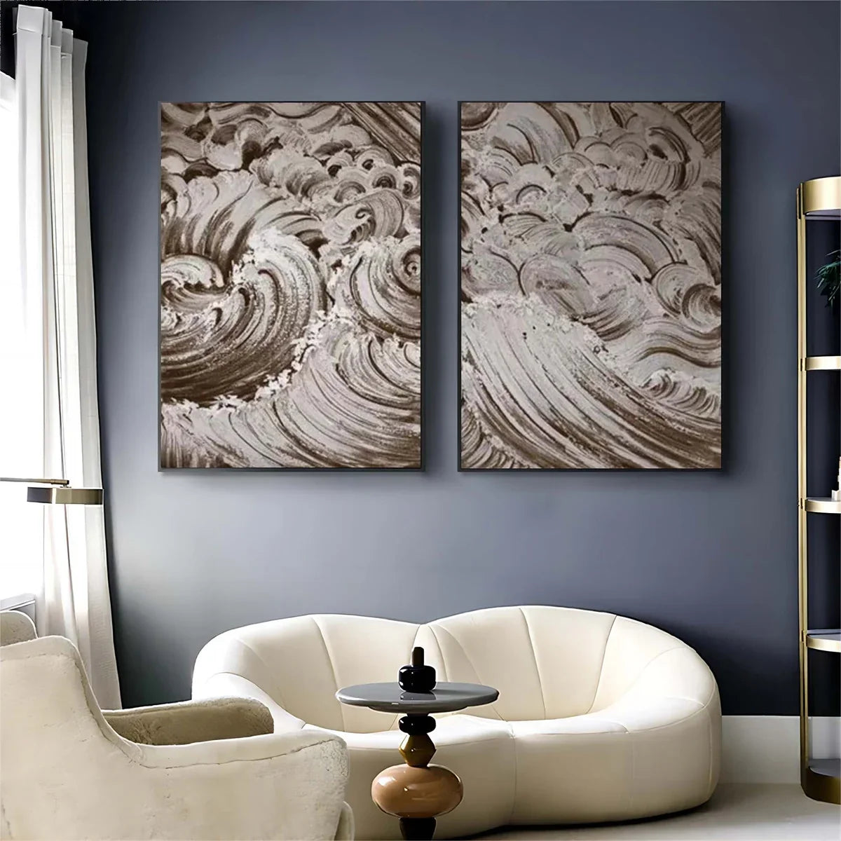 Brown Wave Texture 2 Piece Wall Art Set