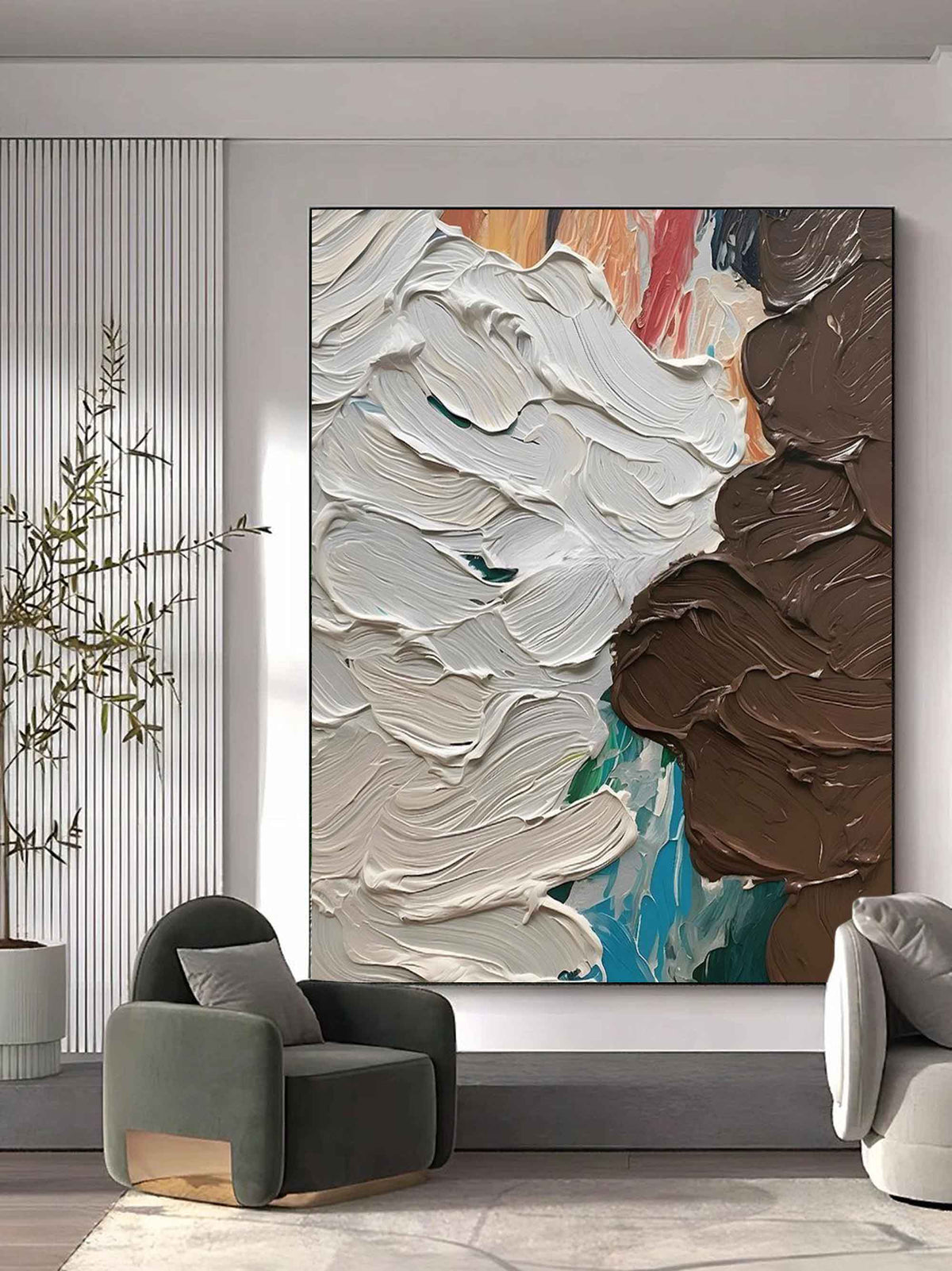 Wall Art Abstract Overlap Flowing Wabi-Sabi Linen
