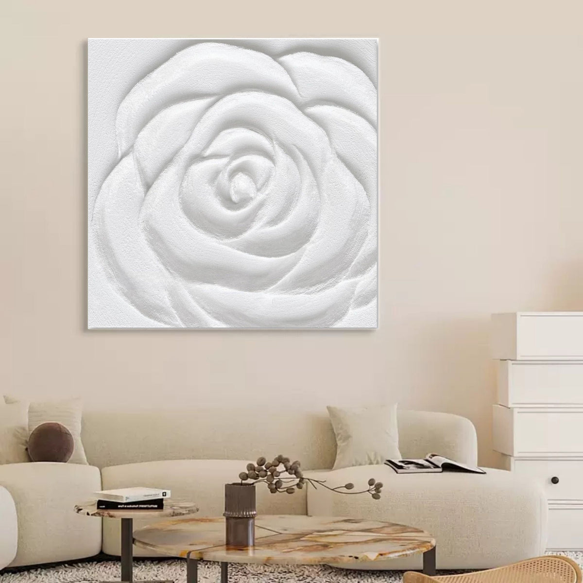 White Rose 3D Relief Painting