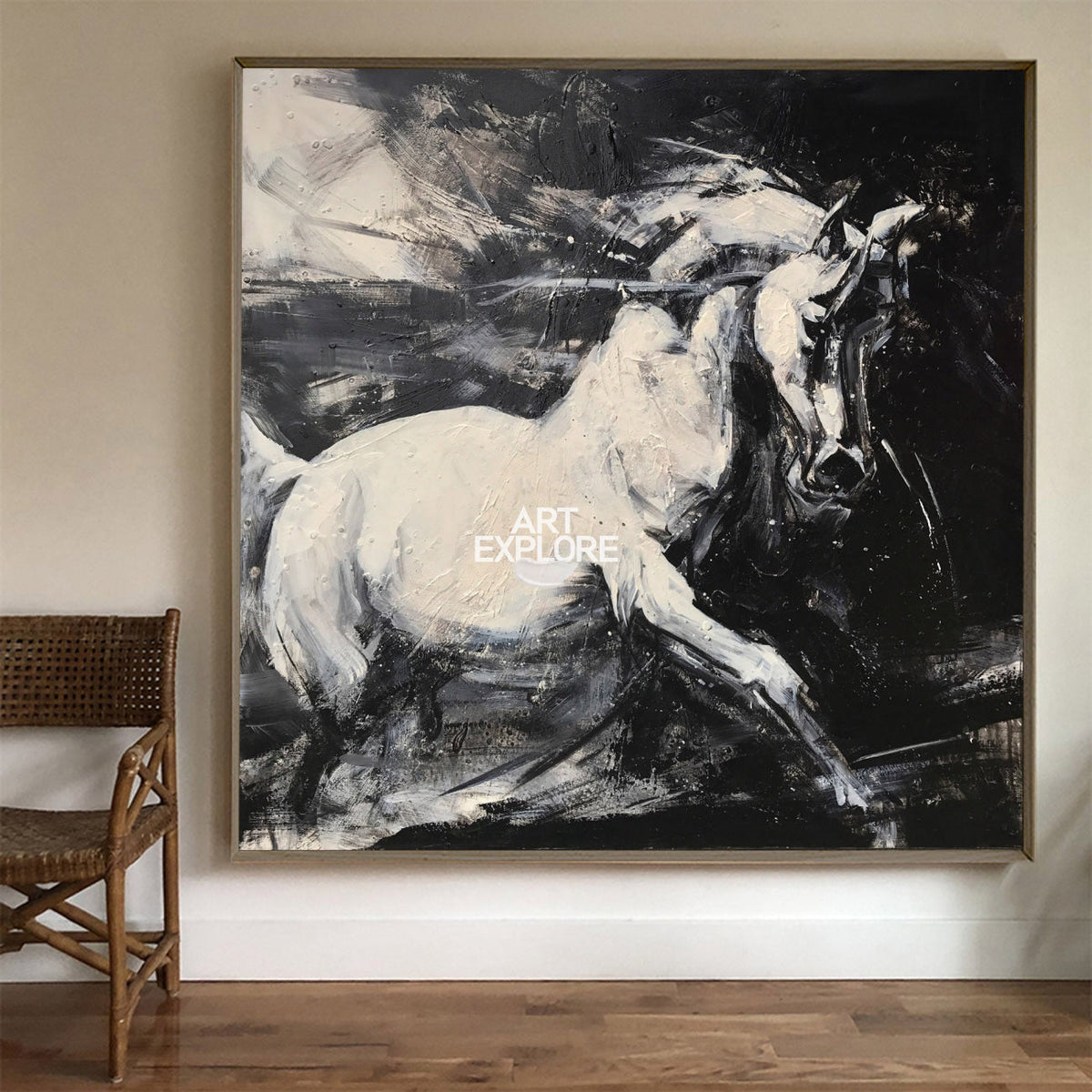 White Horse Abstract Portrait Painting