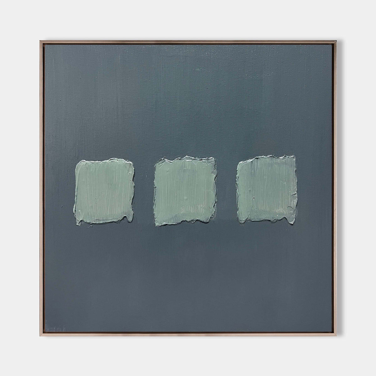 Wall Art Sage Green Textured Squares on Grey Abstract Minimalist Texture Bedroom