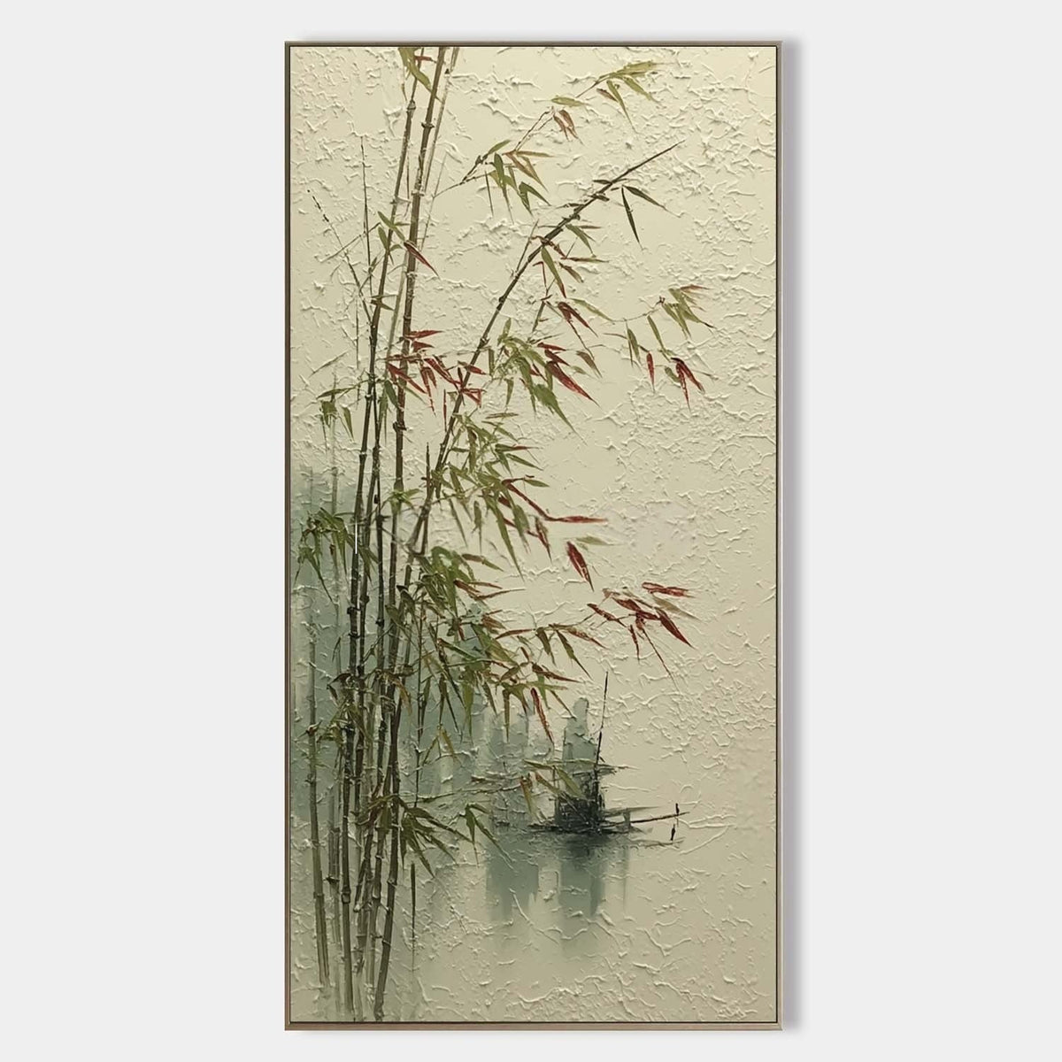 Bamboo & Fishing Boat 3D Impasto Painting - Neutralighting