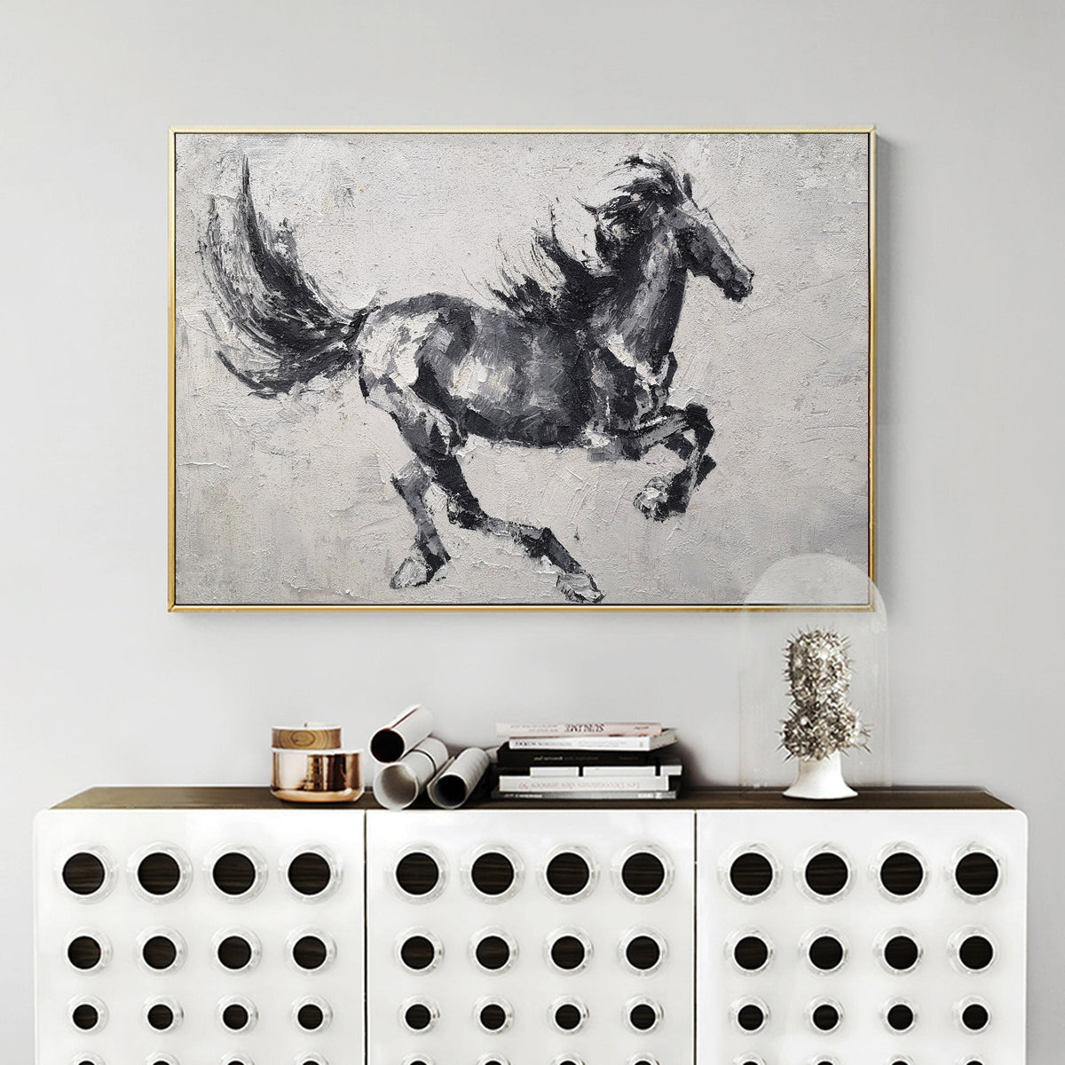 Black Abstract Horse Art ANH23 - Neutralighting