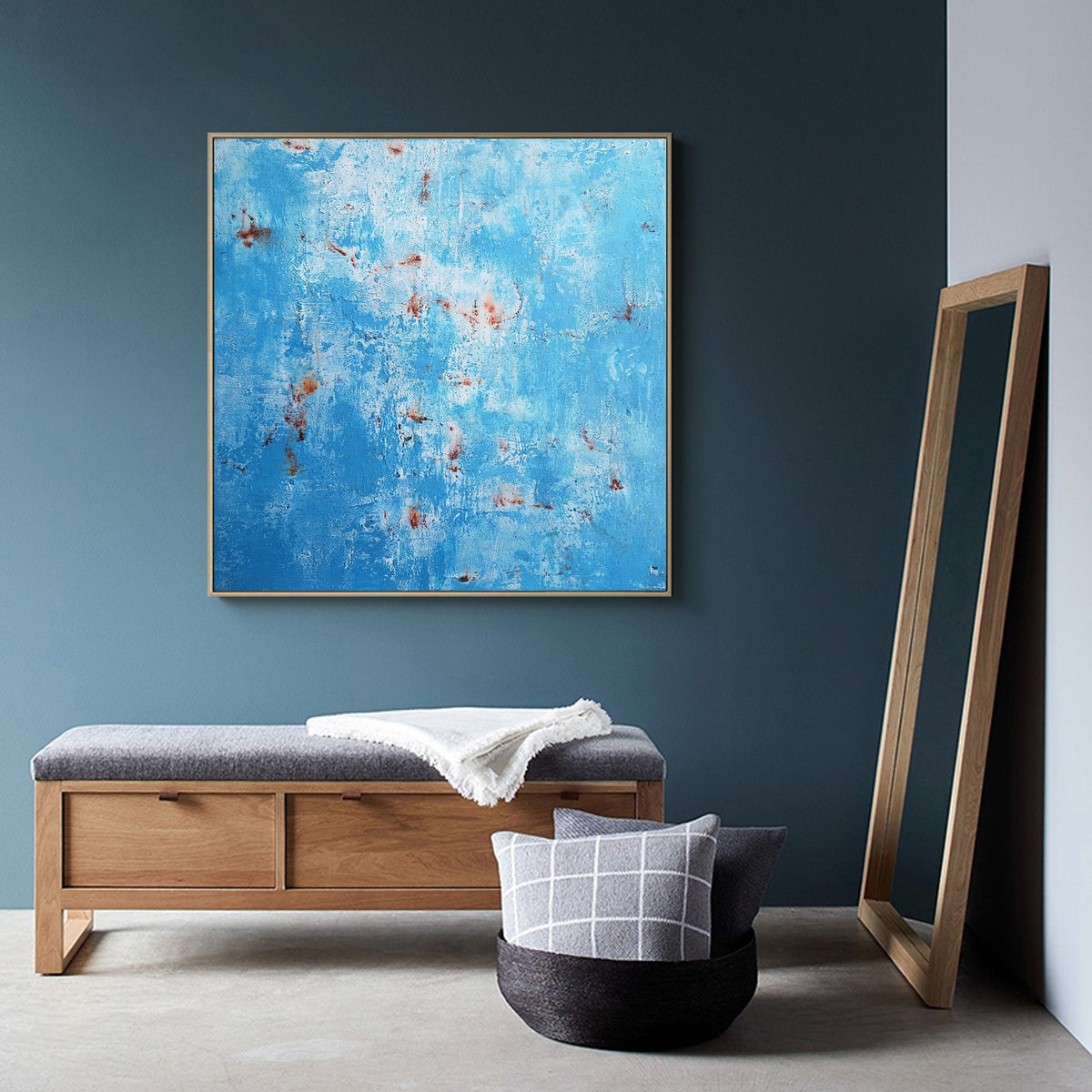 Blue And Rust Abstract Art