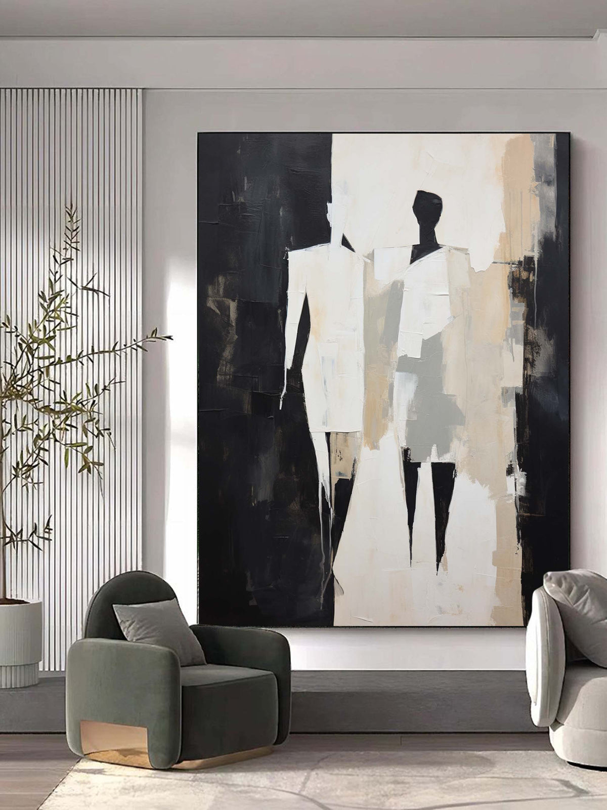 Abstract Couple Silhouette Impasto Painting