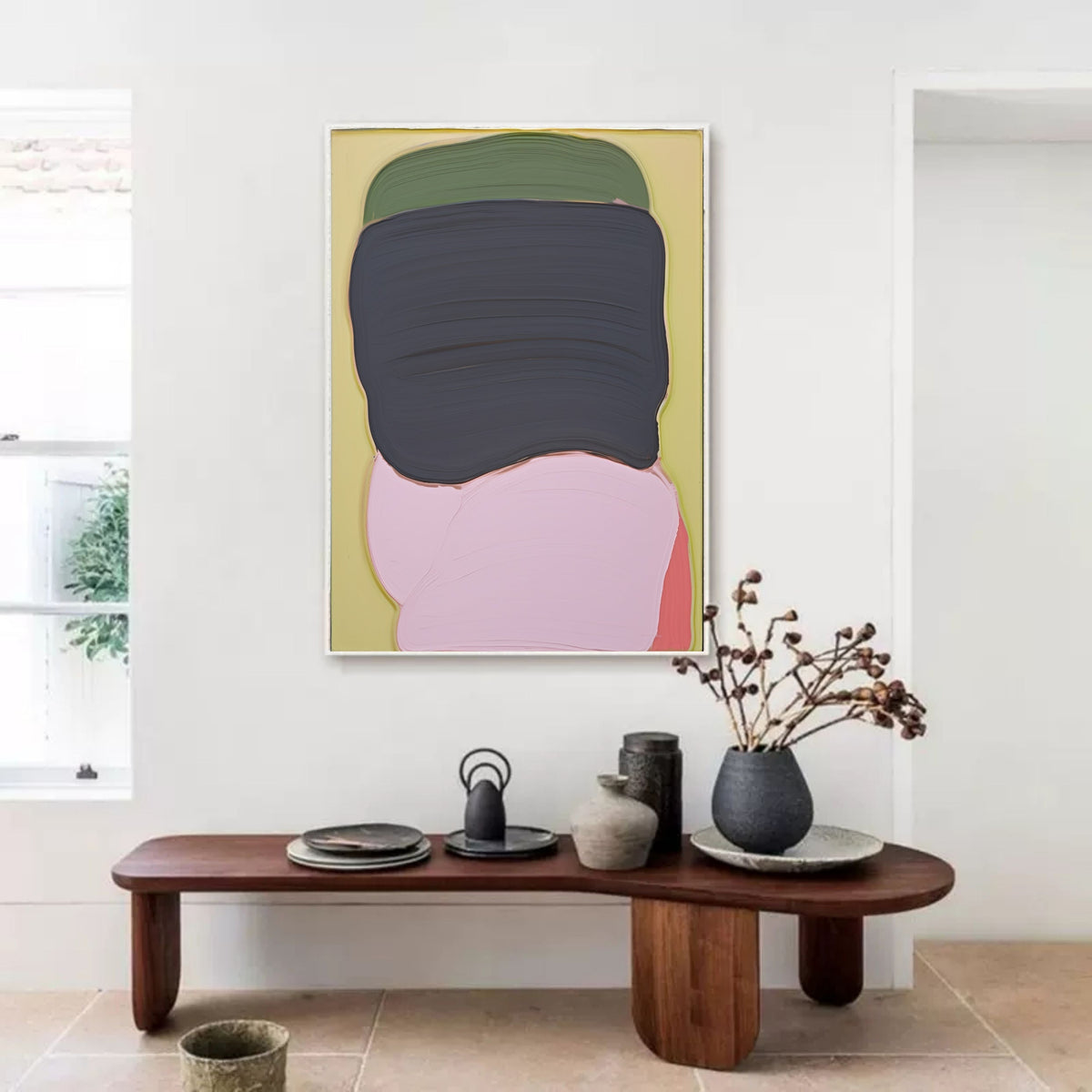 Vibrant Color Block Abstract Oil Painting Textured