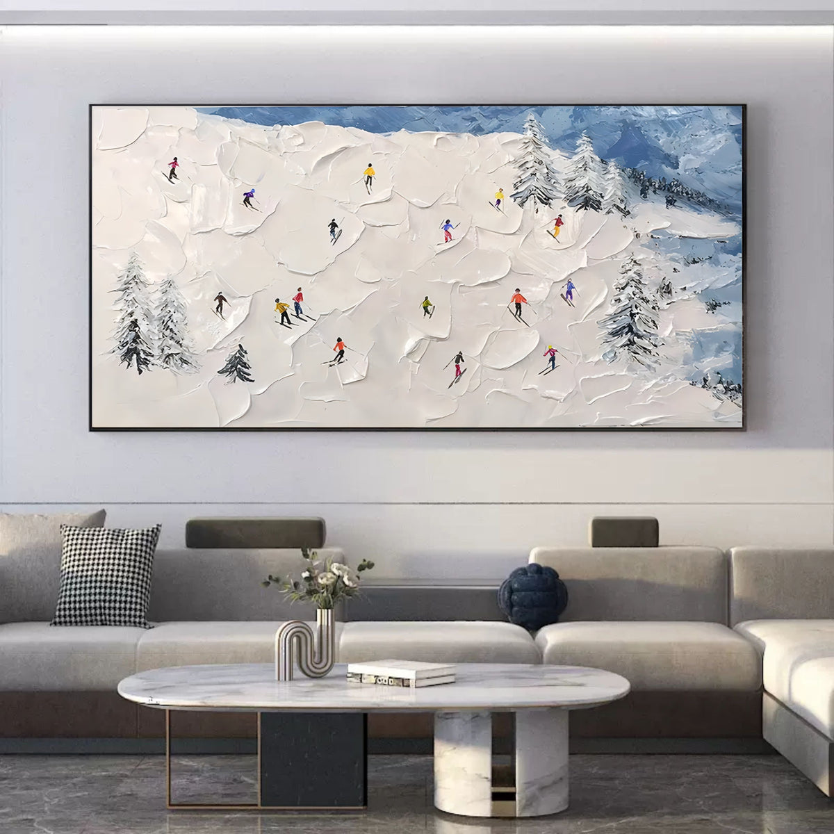 3D Textured Ski Resort Painting Winter Sports