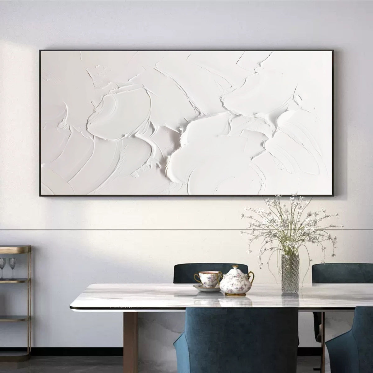 Pure White Textured Impasto Painting