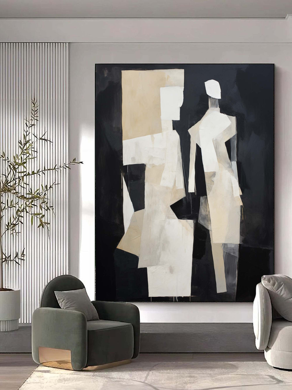 Black And Brown Minimalist Abstract Duo Wall Art