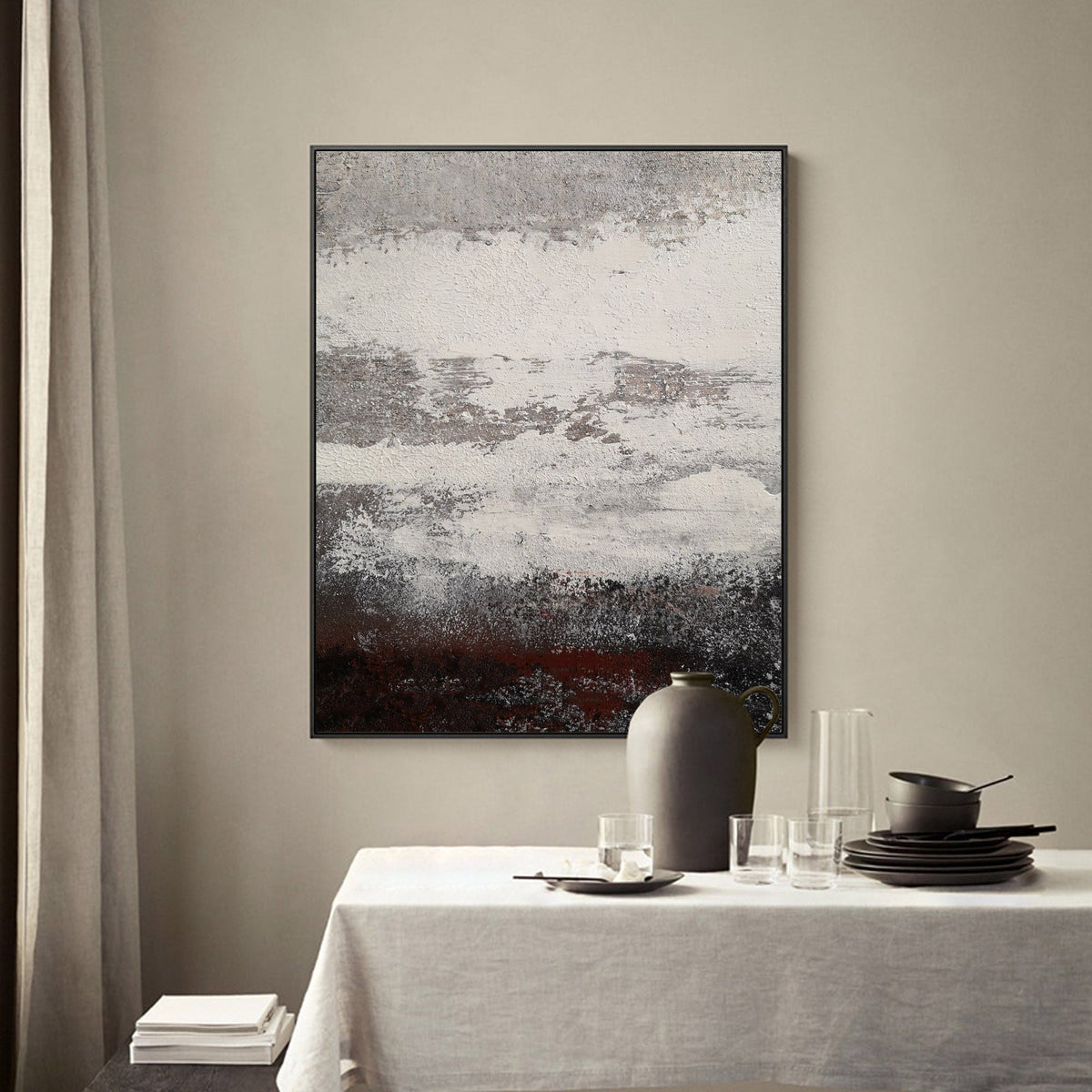 Grey And White Abstract Painting