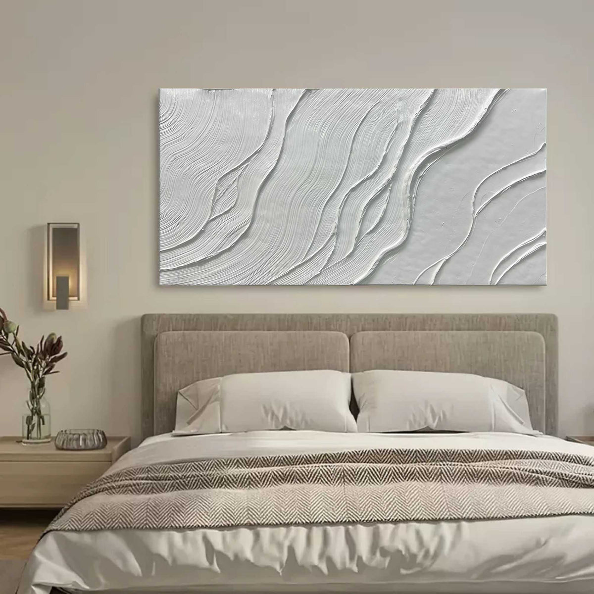Plaster White Wave Texture Panoramic Painting