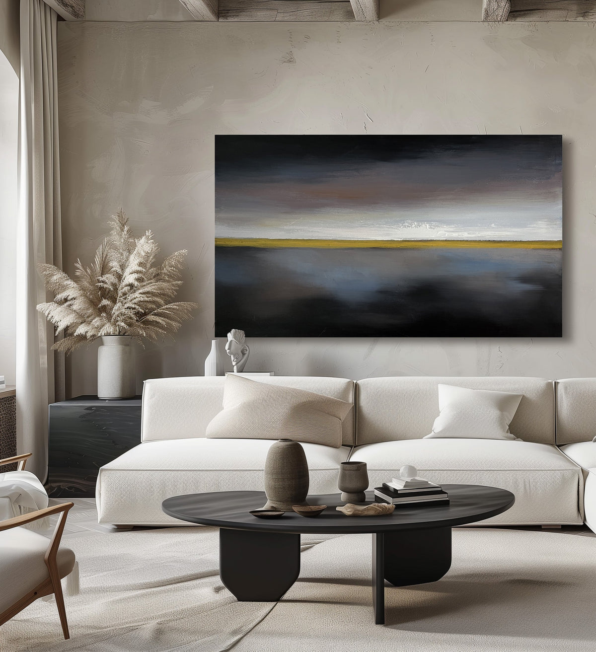 Nocturnal Golden Horizon Abstract Painting