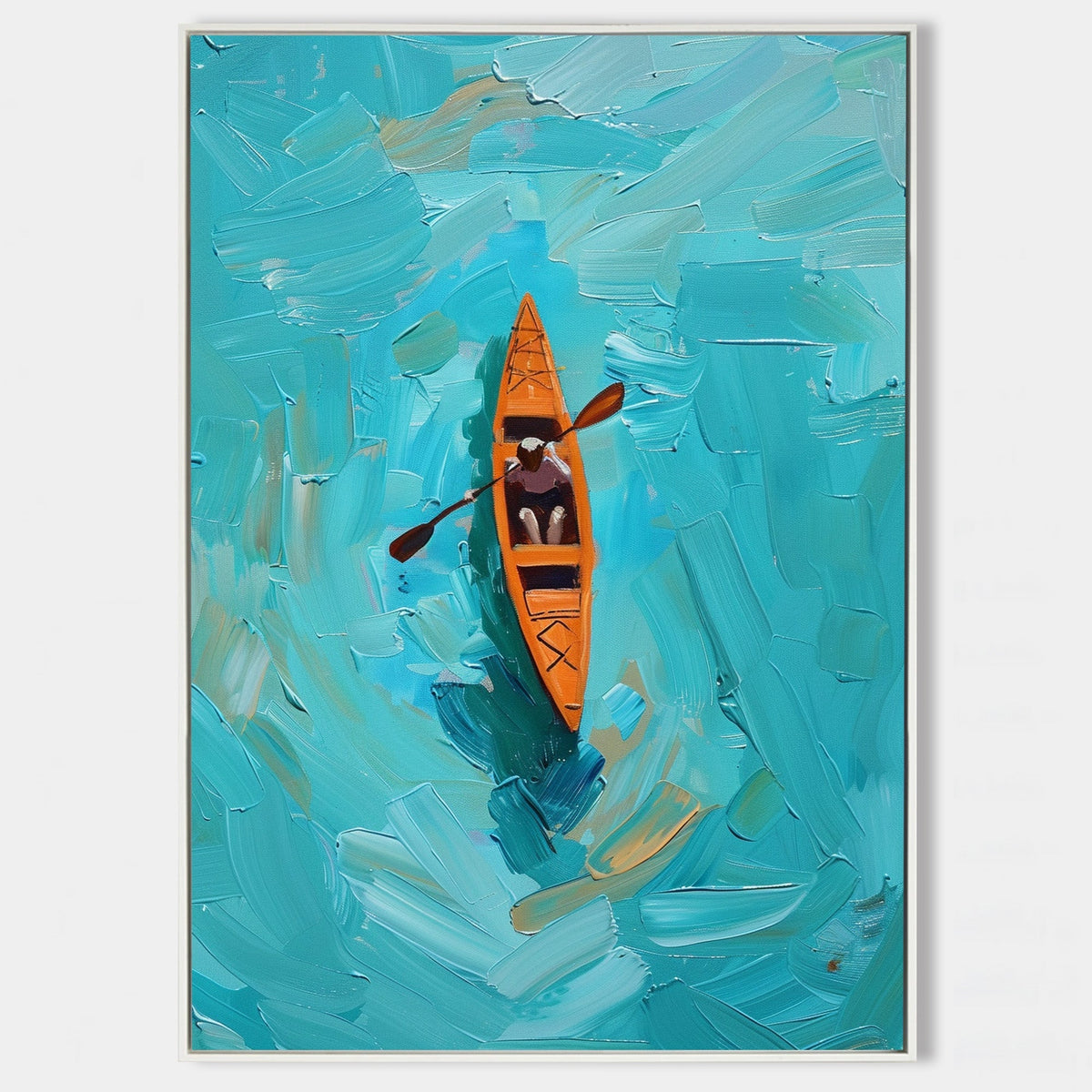 Turquoise Kayak Adventure Abstract Painting