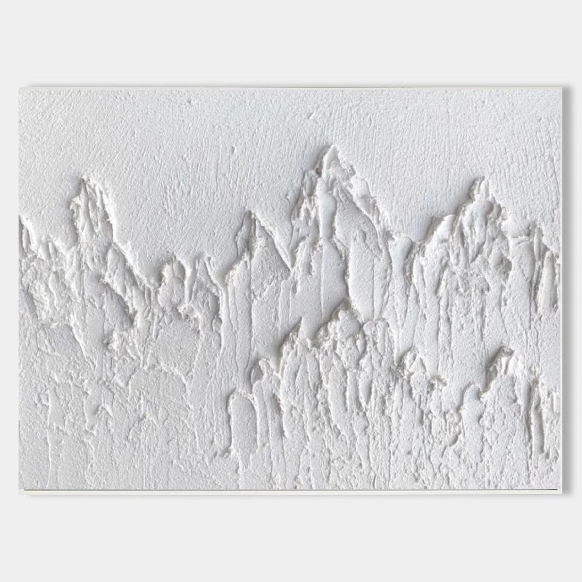 Minimalist White Mountain Textured Canvas Wall Art
