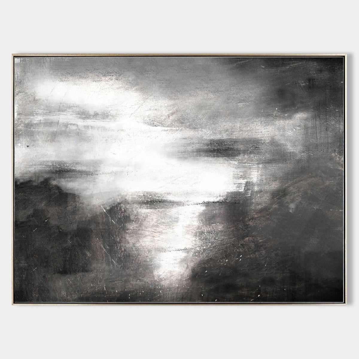 Seascape Black White Ocean Storm Abstract Painting