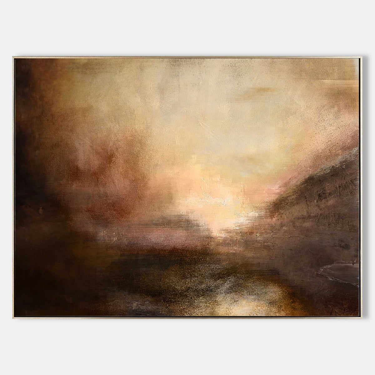 Serene Warm Tonal Seascape Abstract Oil Painting