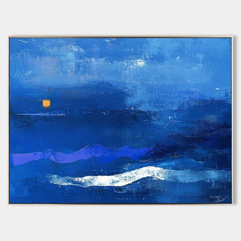 Wall Art Tranquil Textured Blue Mountain