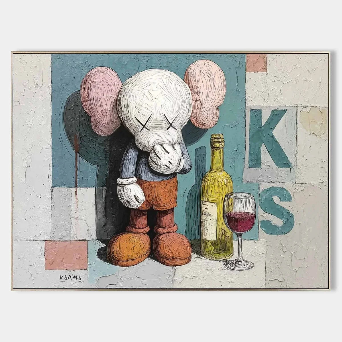Wall Art Playful Textured Kaws Companion