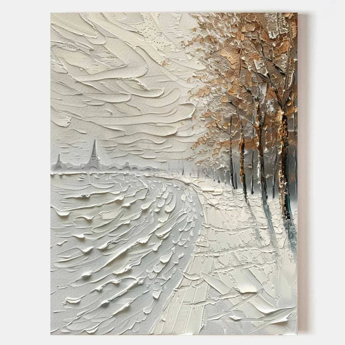Wall Art Impasto Winter Riverside Path