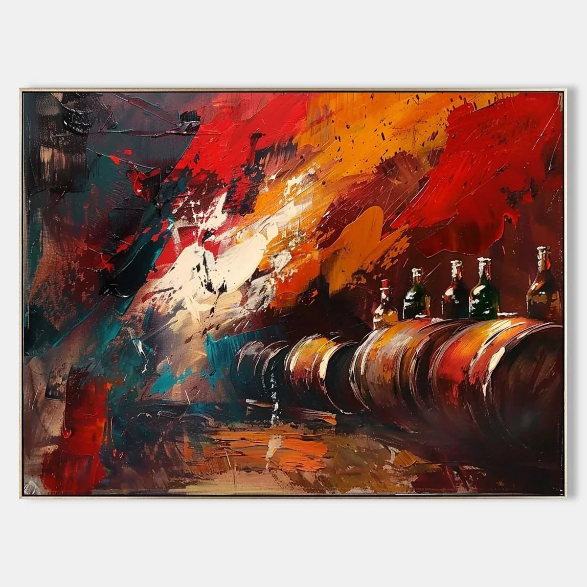 Wall Art Bold Textured Wine Barrel Bottle