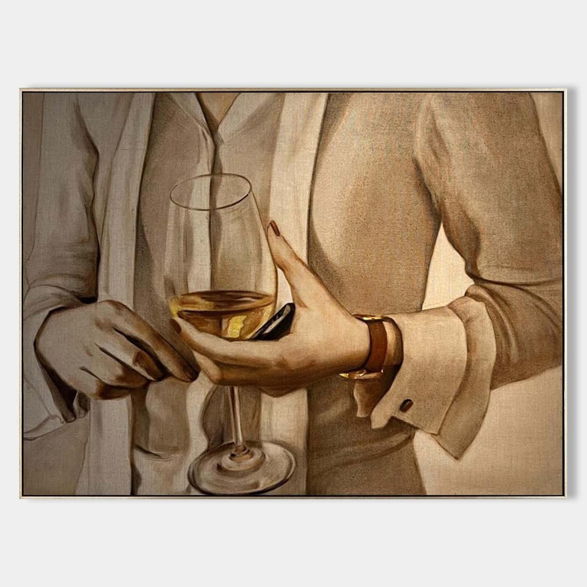 Wall Art Rectangle Realistic Art Wine Glass Gentleman