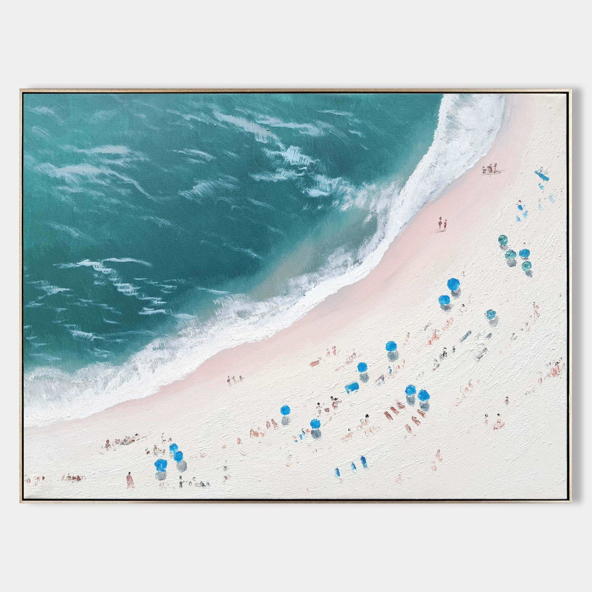 Aerial Teal Beach Landscape Canvas Art
