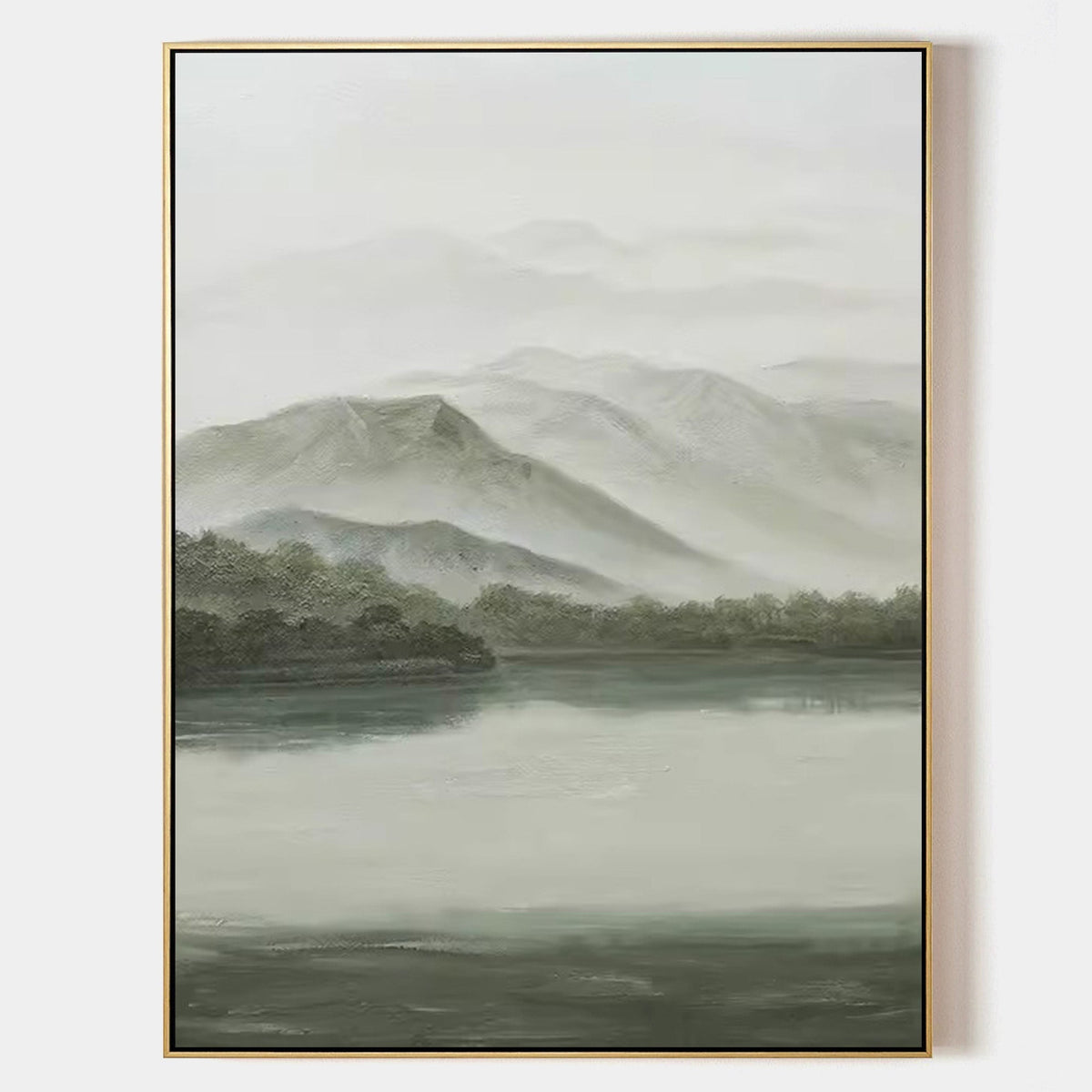 Serene Misty Mountain Landscape Painting
