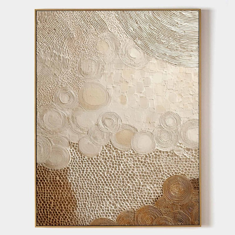 Wall Art Neutral Patchwork Bas-Relief Oil Painting