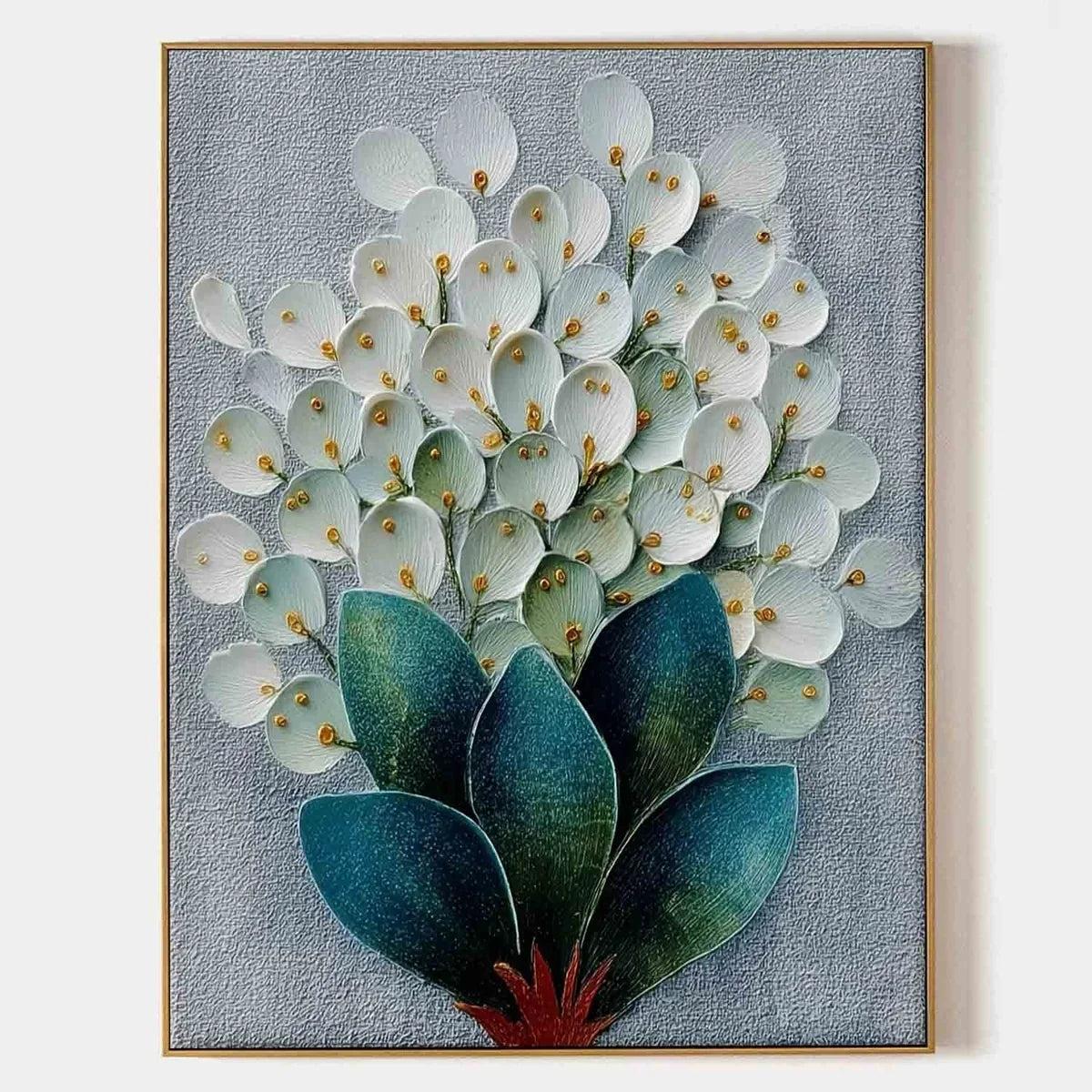 3D White Floral Bouquet Textured Painting