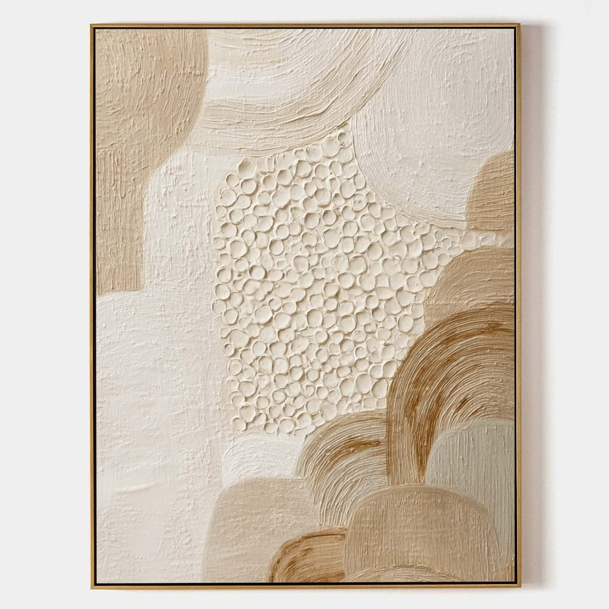 Warm Neutral Curved Shapes Textured Canvas Art