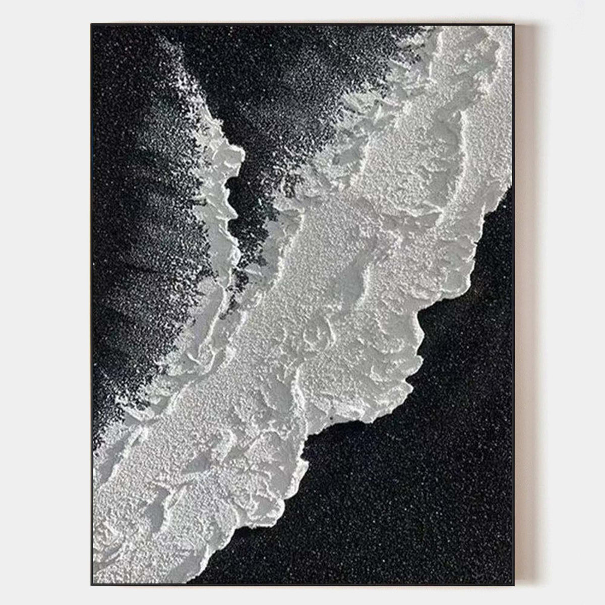 Textured Black Ocean Wave Canvas Wall Art