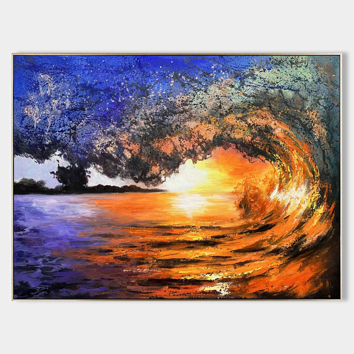 Wall Art Sunset Wave Palette Knife Hyperrealism