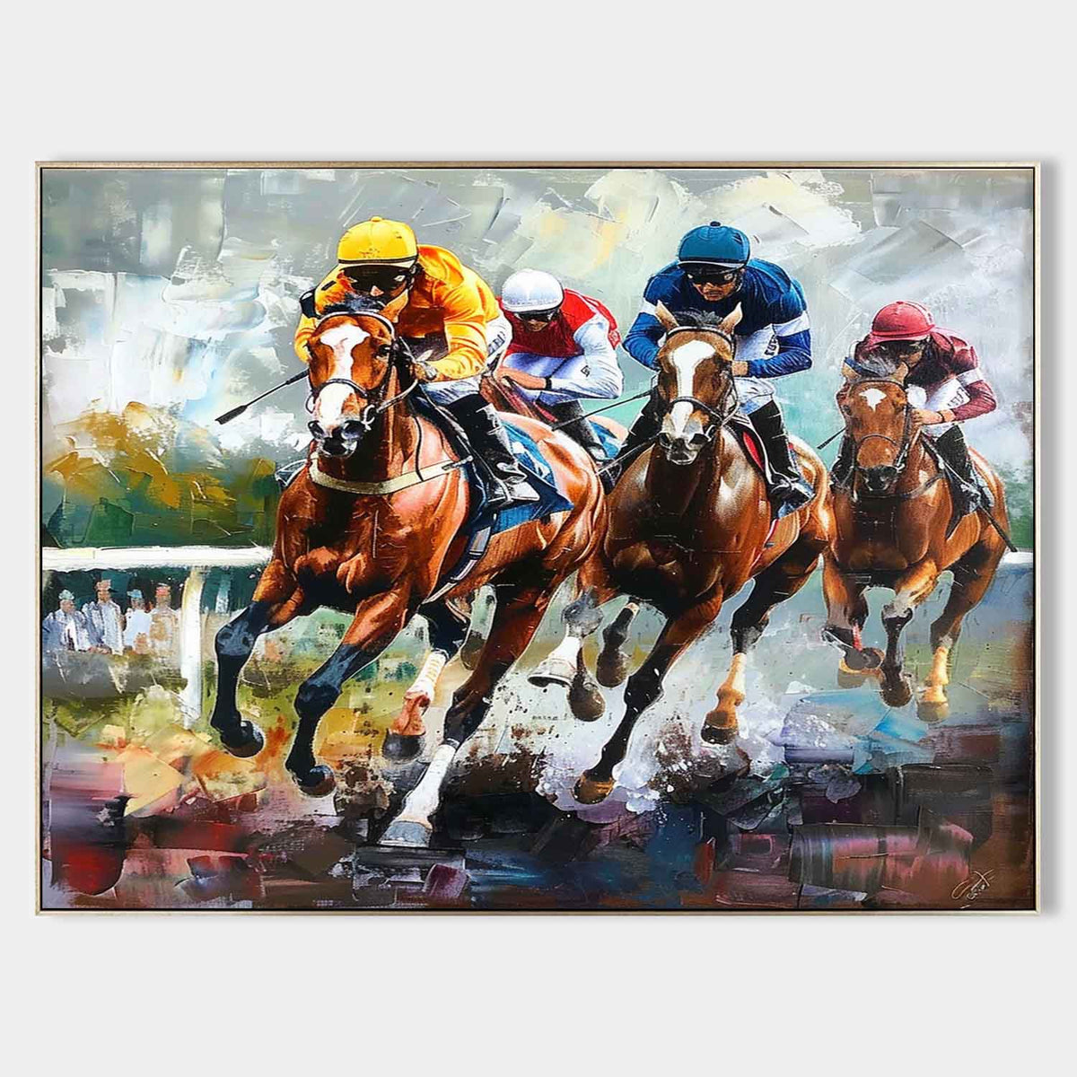 Dynamic Horse Racing Scene Painting