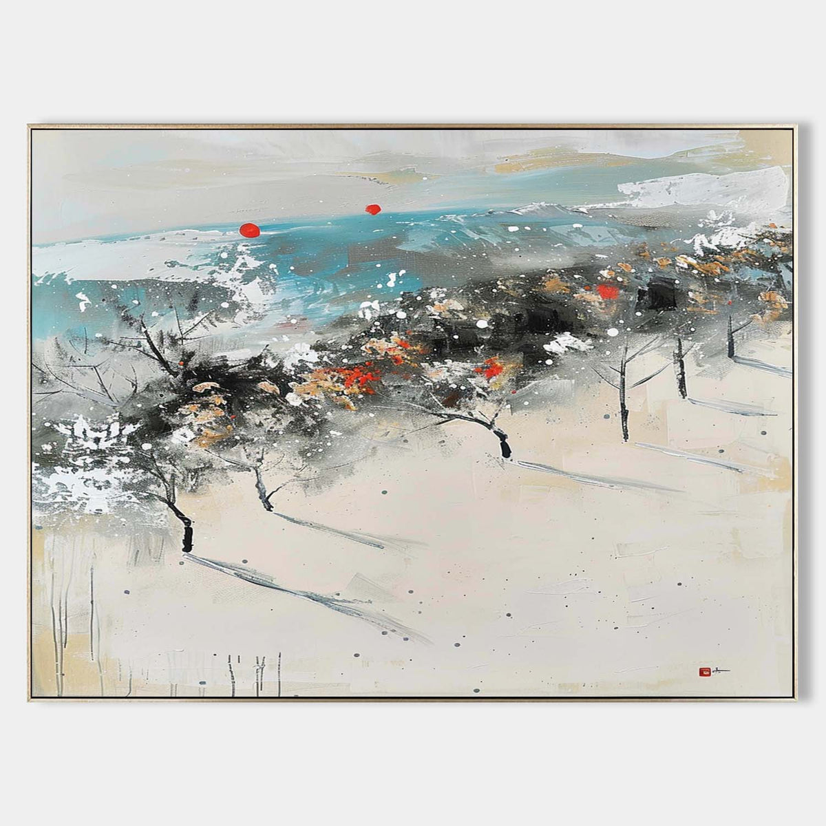 Wall Art Winter Landscape Trees Abstraction Soft